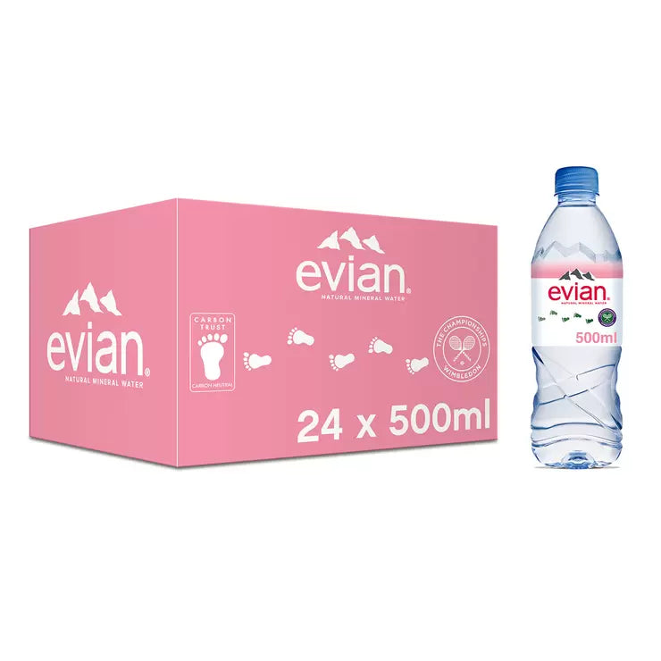 Evian Natural Mineral Water, 24 x 500ml